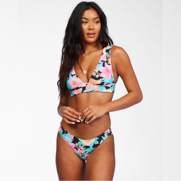 Billabong ☀️ Floral Reversible Tropical Plunge Bikini Top - Picture 3 of 16